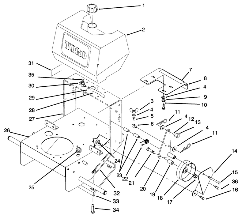 Frame Fuel Tank And Wheel Drive Idler