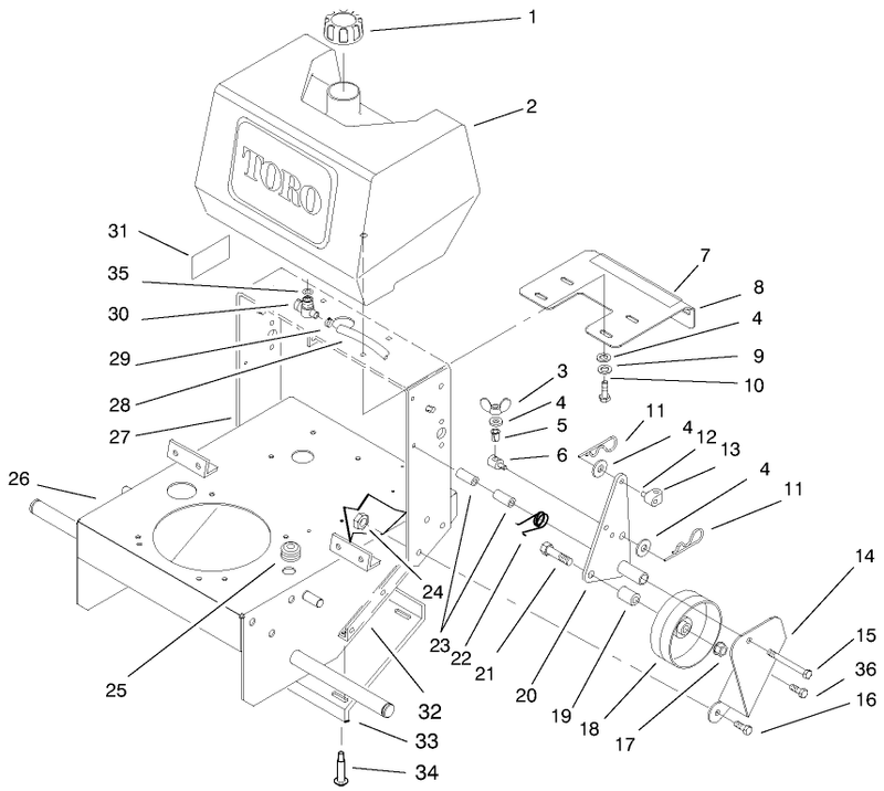 Frame Fuel Tank And Wheel Drive Idler