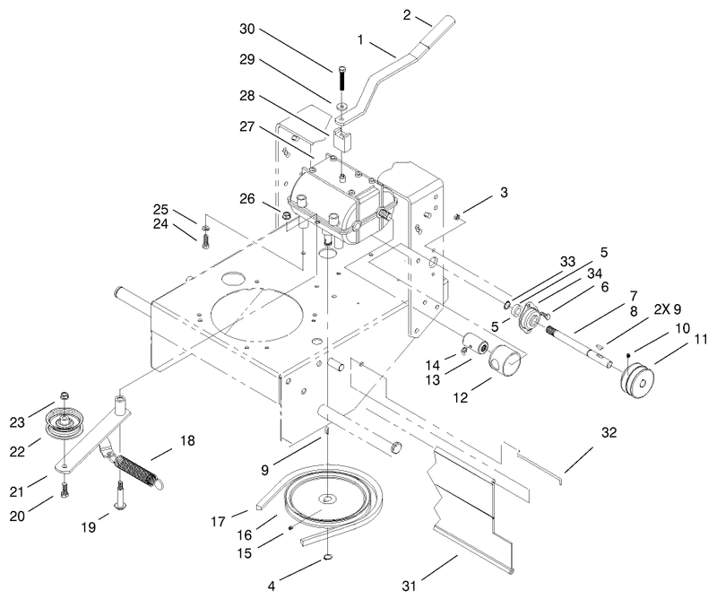 Transmission and Idler Pulley Assembly