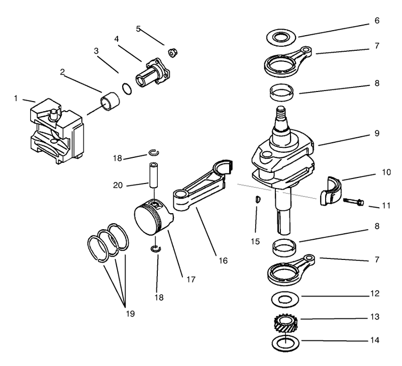 Pistoncrankshaft Kawasaki Model B400v Type R300