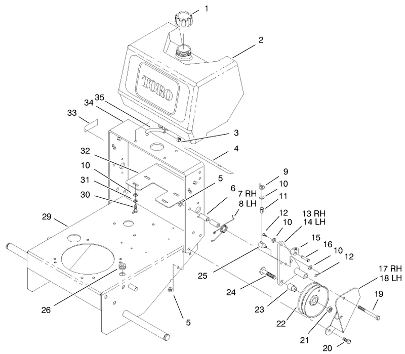 Fuel Tank And Idler Bracket Assembly