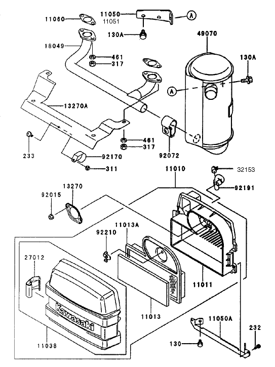 Air Filtermuffler Assembly Kawasaki Fh500v As08