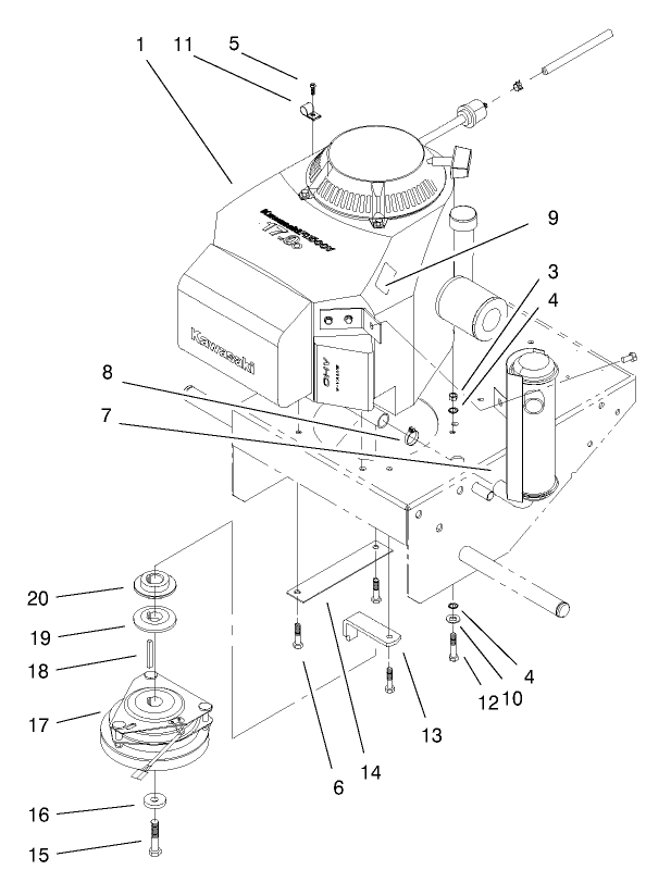 Engine and Muffler Assembly