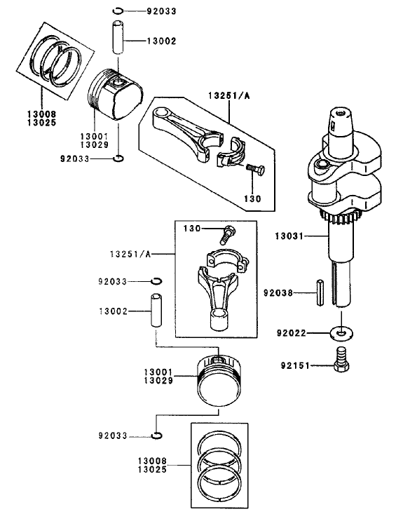 Pistoncrankshaft Assembly Kawasaki Fh500v As08