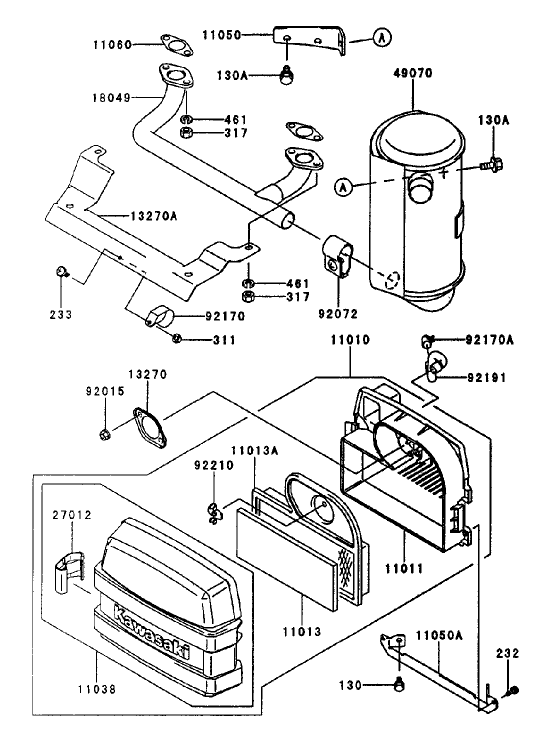 Air Filtermuffler Assembly Kawasaki Fh500v As25