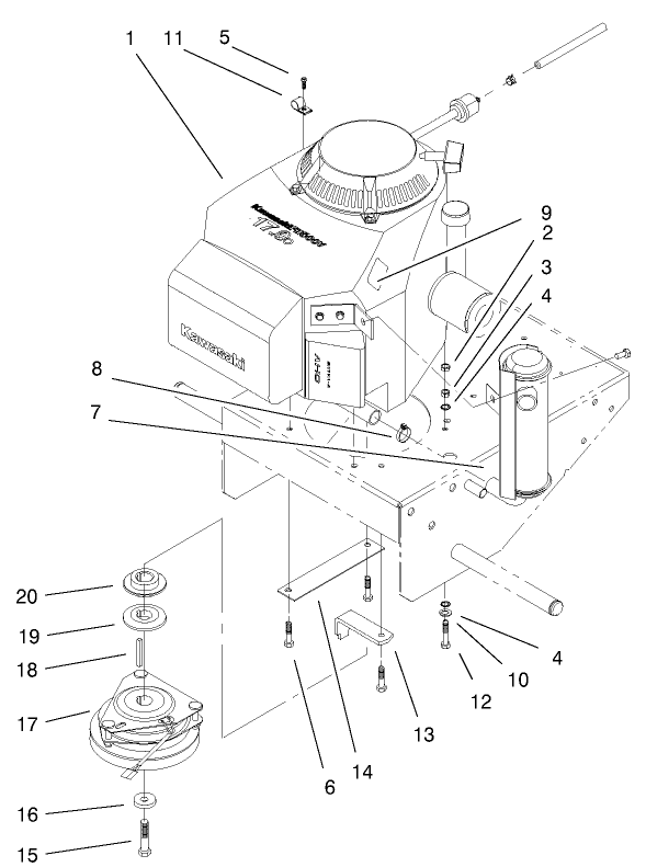 Engine and Muffler Assembly