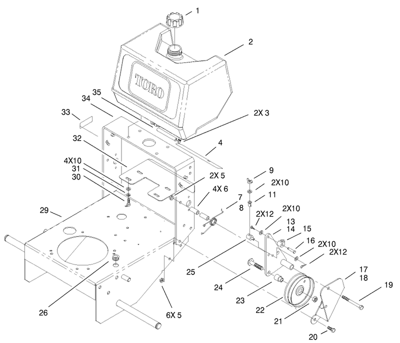 Fuel Tank and Idler Pulley Assembly