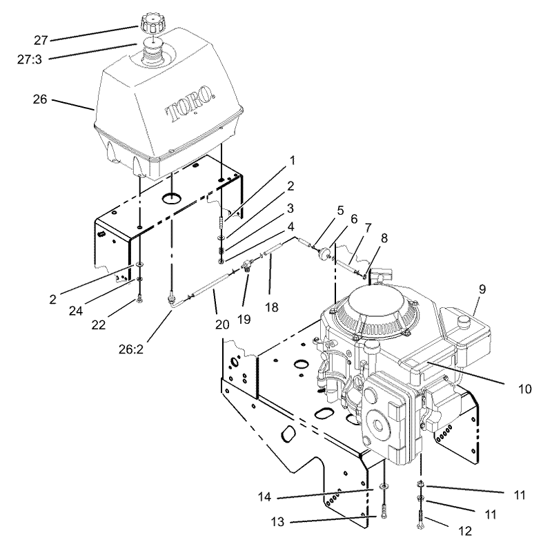 Engine and Fuel System Assembly