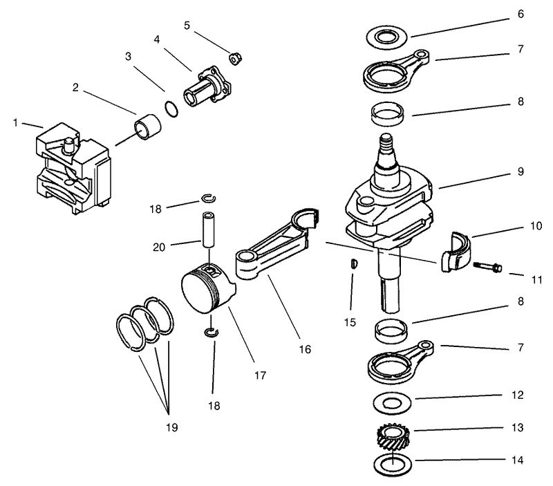 PistonCrankshaft Crankcase Assembly Kawasaki FB460V MS14
