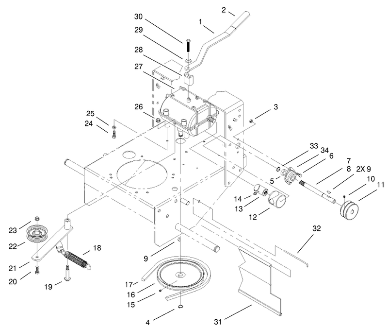 Transmission and Idler Pulley Assembly