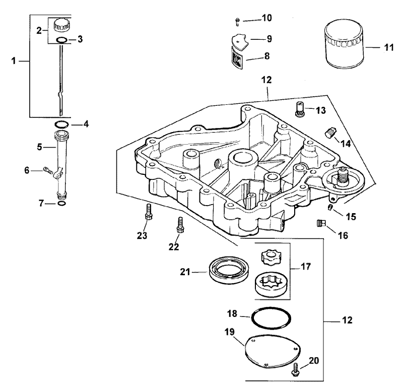 Oil Pan and Lubrication Assembly Kohler CV15T PS 41560