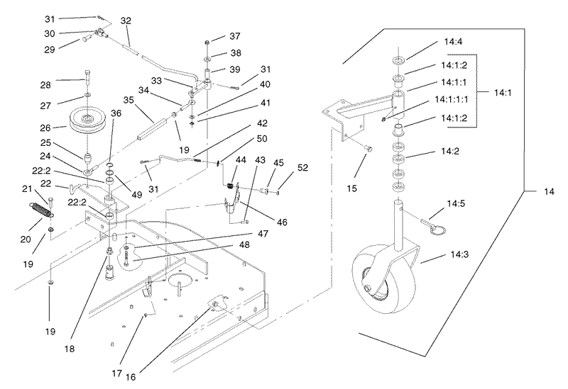 Front Caster and Blade Brake Assembly