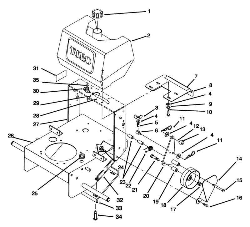 Frame Fuel Tank And Wheel Drive Idler