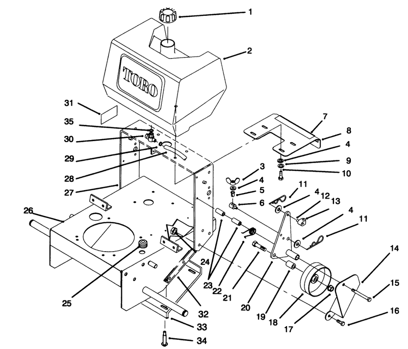 Frame Fuel Tank And Wheel Drive Idler