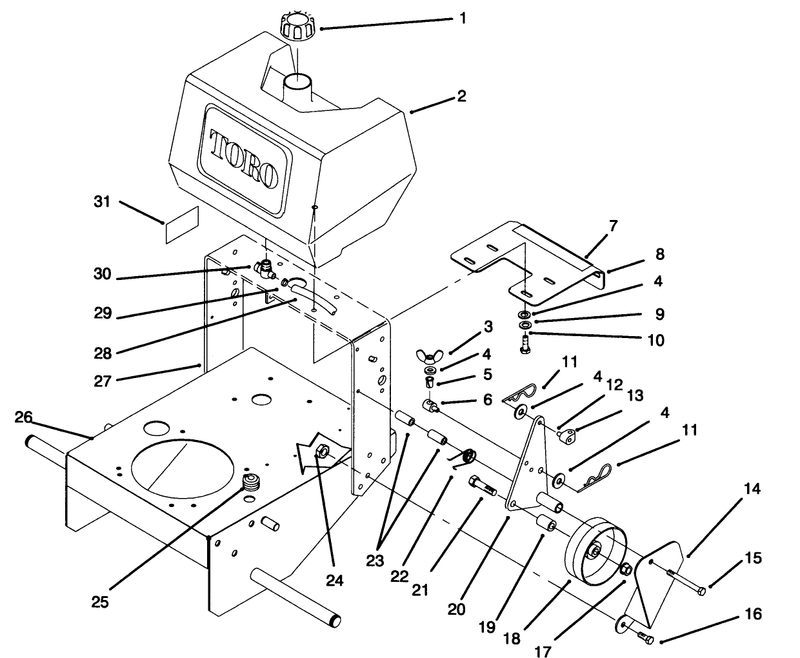 Frame Fuel Tank And Wheel Drive Idler