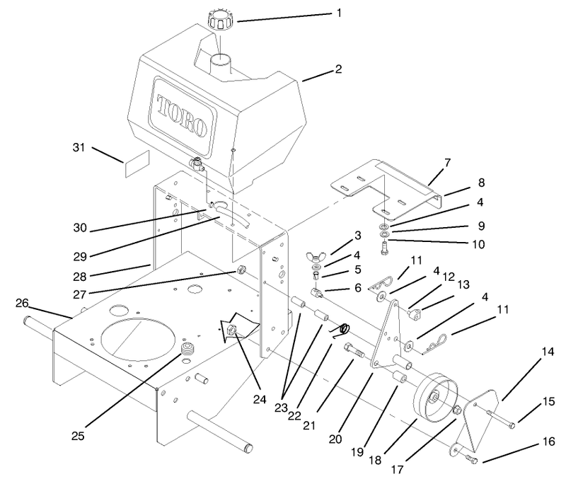 Frame Fuel Tank And Wheel Drive Idler