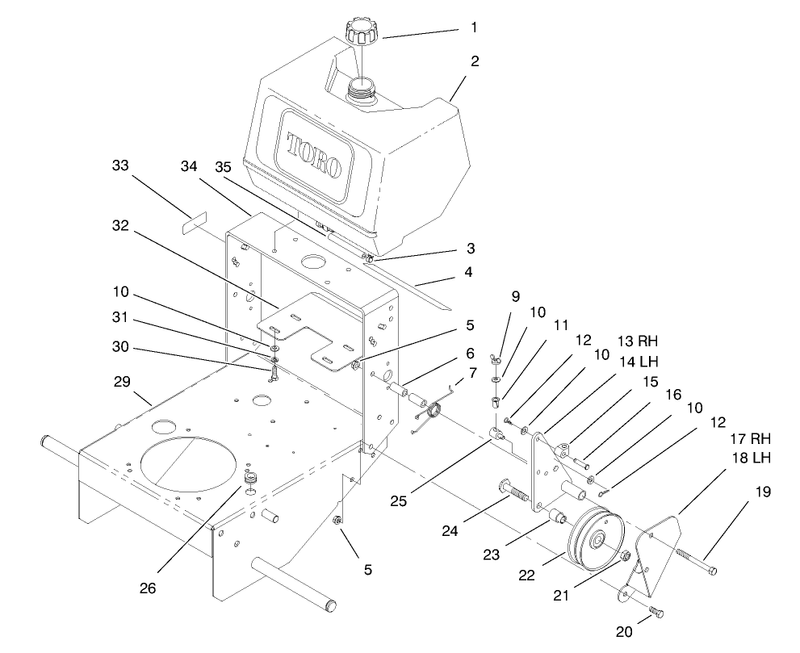 Fuel Tank and Idler Bracket Assembly