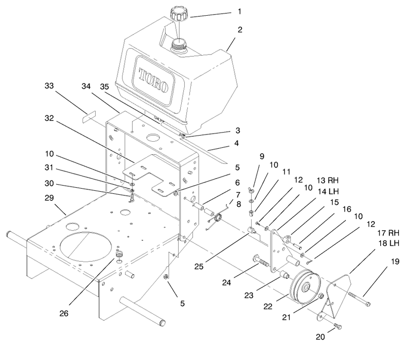 Fuel Tank and Idler Bracket Assembly