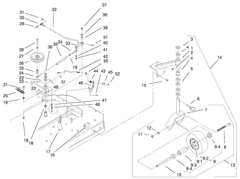 Front Castors and Blade Brake System Assembly