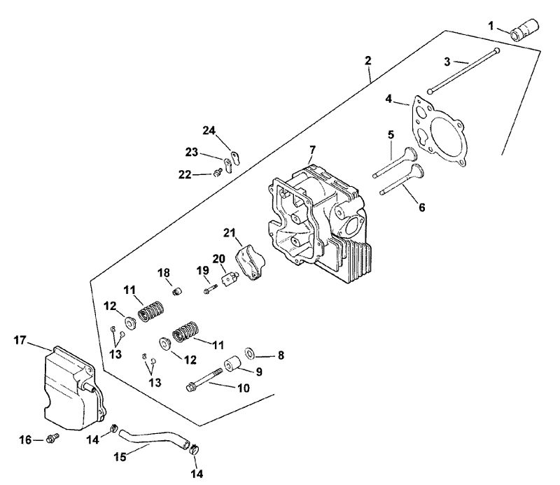 Cylinder Head Valve and Breather Assembly Kohler Model CV15T 41561