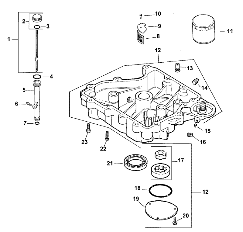 Oil Pan and Lubrication Assembly Kohler Model CV15T 41561