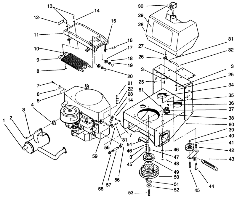 Frame Engine Fuel Tank Clutch and Cooler Ass Y