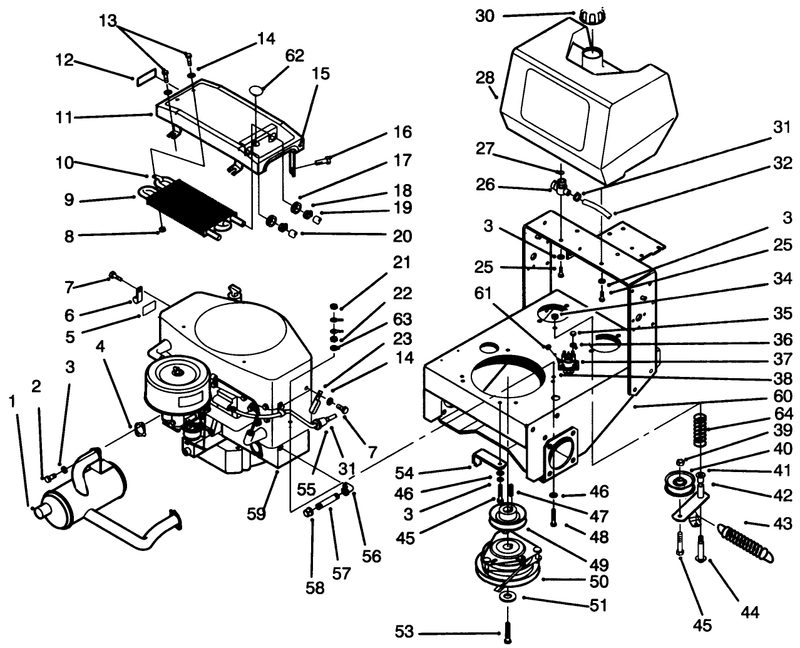 Frame Engine Fuel Tank Clutch and Cooler Ass Y