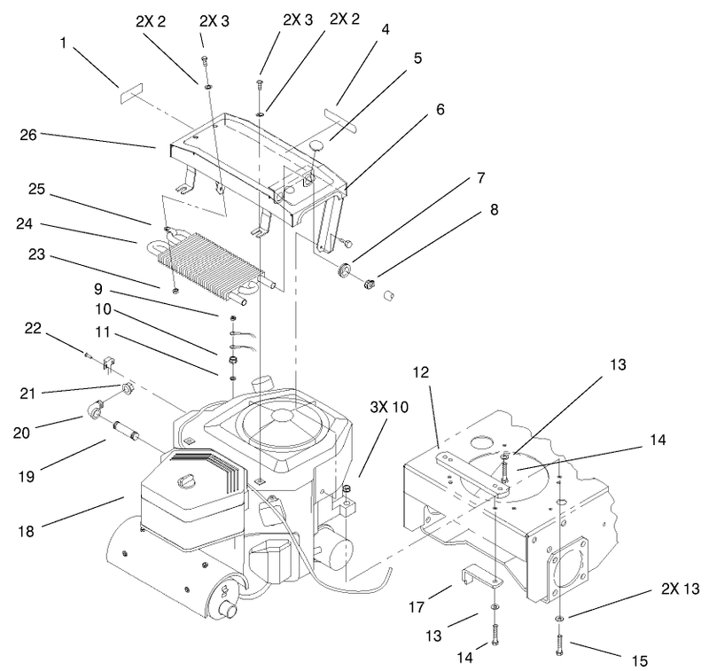 Engine and Oil Cooler Assembly