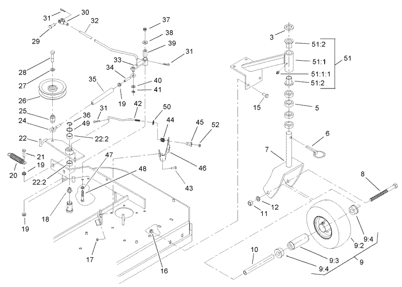 Castor Belt Tension and Blade Brake System Assembly
