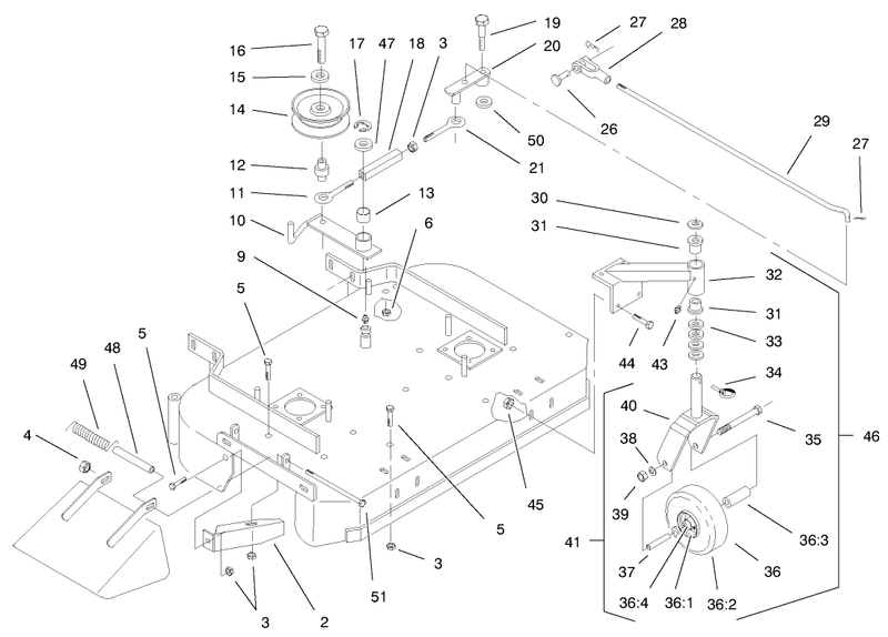 Deck Drive Pulleys and Caster Wheels
