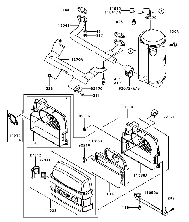 Air FilterMuffler Assembly Kawasaki FH451V BS04