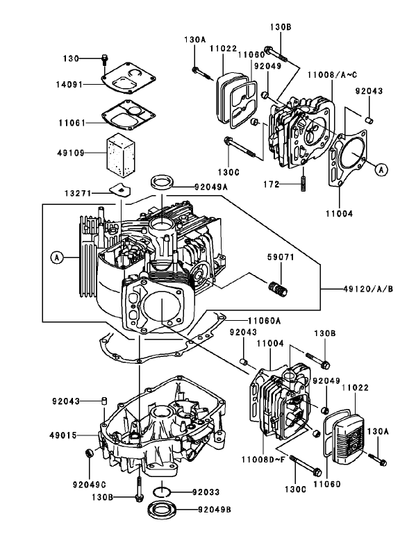 CylinderCrankcase Assembly Kawasaki FH451V BS04