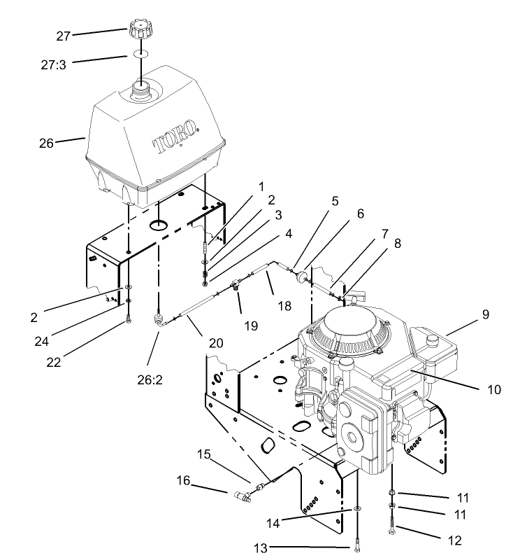 Engine and Fuel System Assembly