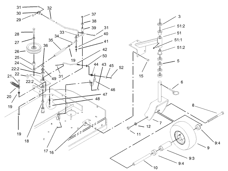 Front Caster and Blade Brake Assembly