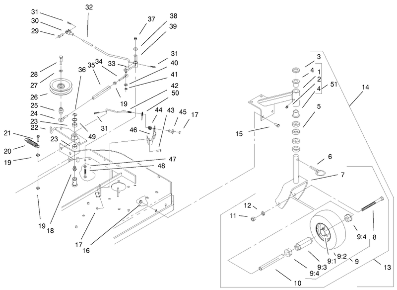 Front Castors Belt and Blade Brake Assembly