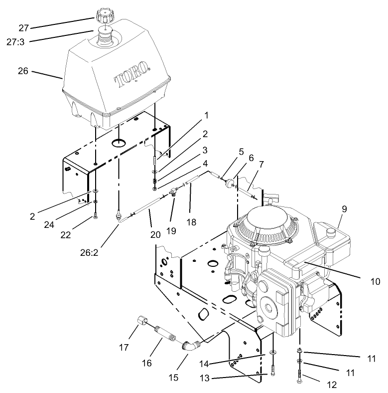 Engine and Fuel System Assembly