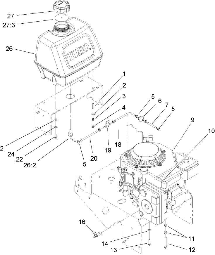 Engine and Fuel System Assembly