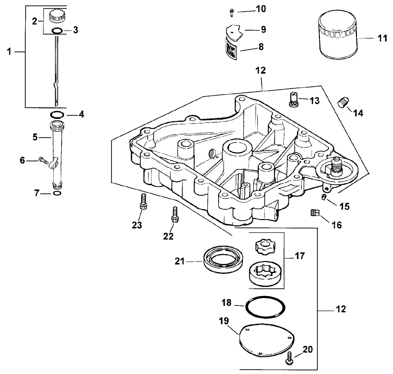 Oil Pan And Lubrication Assembly Kohler Model Cv15t 41604