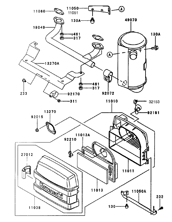 Air Filtermuffler Assembly Kawasaki Fh451v As08