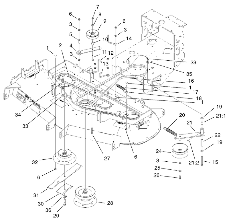 Spindles Idler Pulleys And Belts Assembly