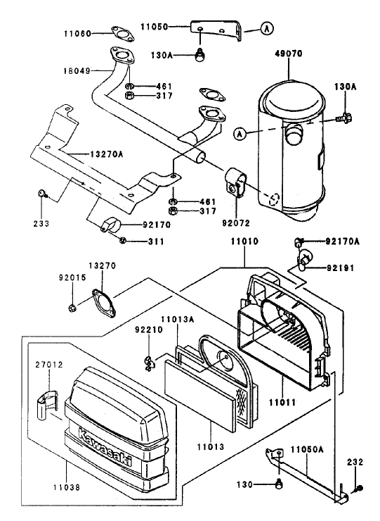 Air Filtermuffler Assembly Kawasaki Fh500v As25