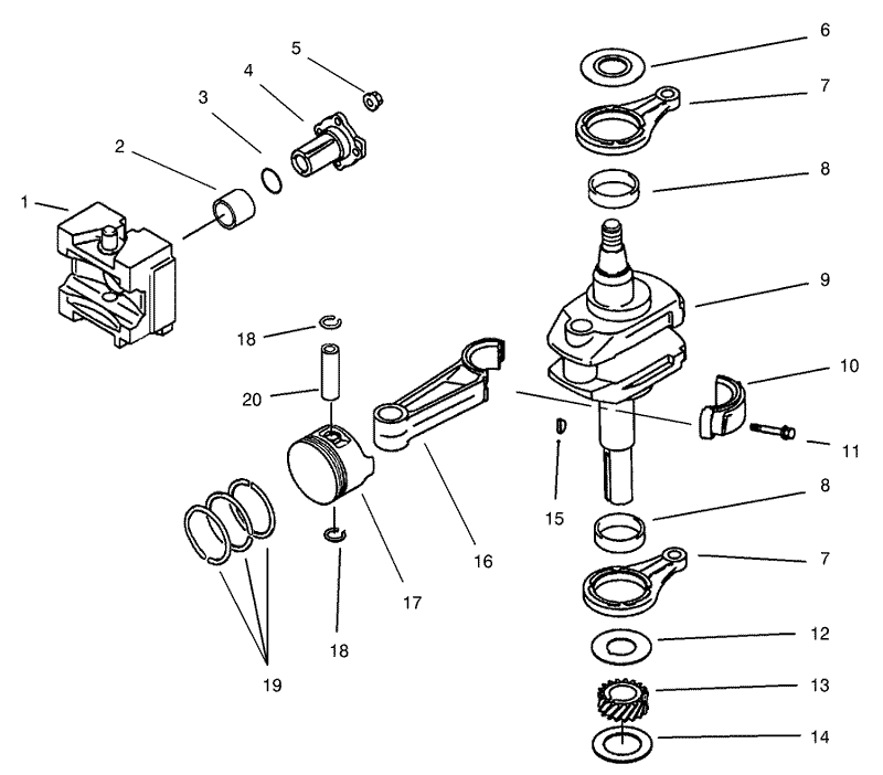 Piston and Crankshaft Assembly Kawasaki Model FB460V LS08