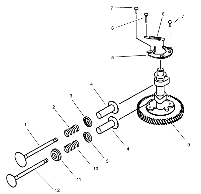 Valves and Camshaft Assembly Kawasaki Model FB460V LS08