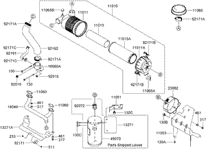 Air Filter and Muffler Assembly Kawasaki FH680V-DS22