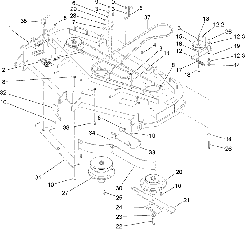 Baffle and Deck Drive Assembly