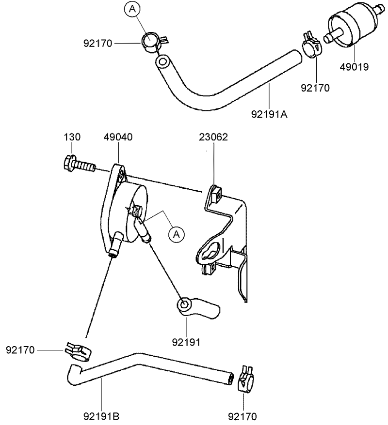 Fuel Tank and Valve Assembly Kawasaki FH541V AS24