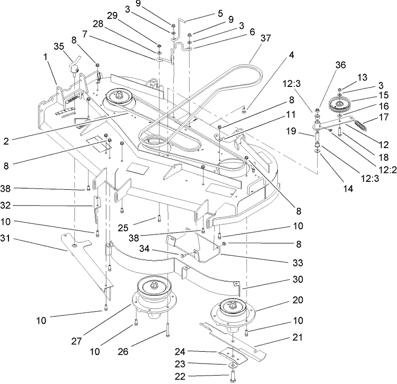Deck Drive and Baffle Assembly