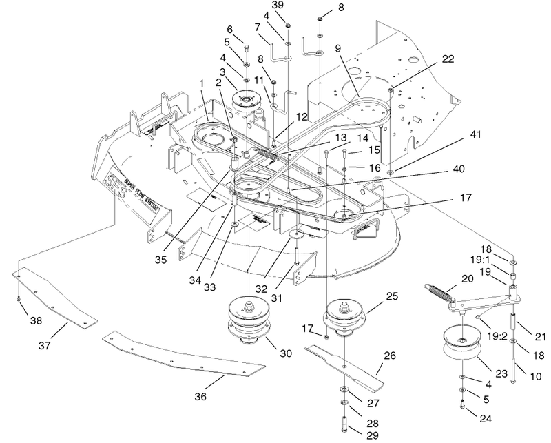 Spindles Idler Pulleys And Belts Assembly