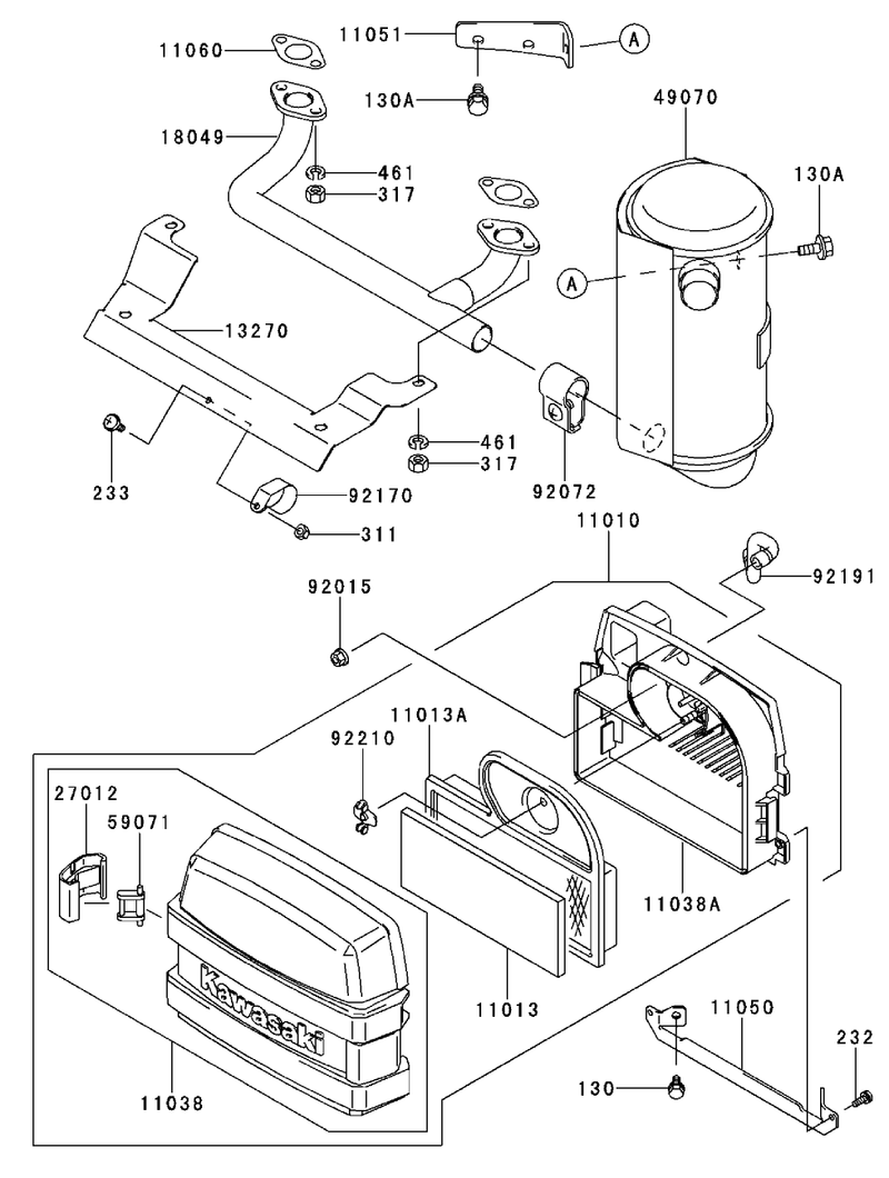 Air Filtermuffler Kawasaki Fh500v As30