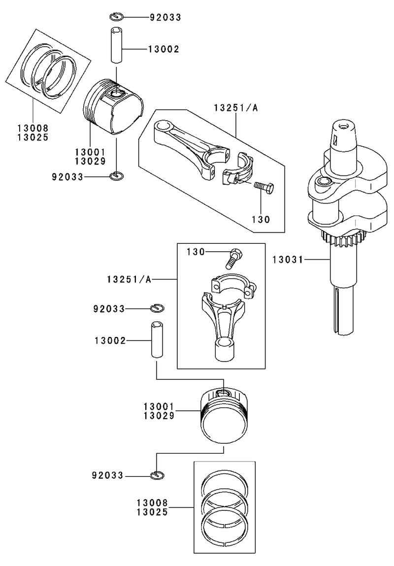 Pistoncrankshaft Kawasaki Fh500v As30